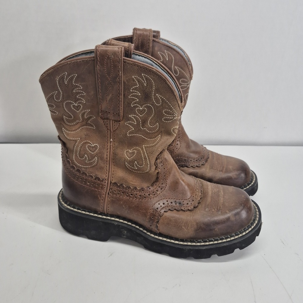 Ariat Fatbaby Saddle Western Boots Women 5.5 B Brown Leather Cowboy - Picture 2 of 7